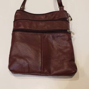 Small Crossbody bag purse with 4 exterior Zippered pockets